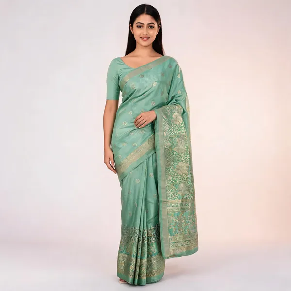 Green_Silk_Zari_Woven_Ethnic_Saree_For_Women