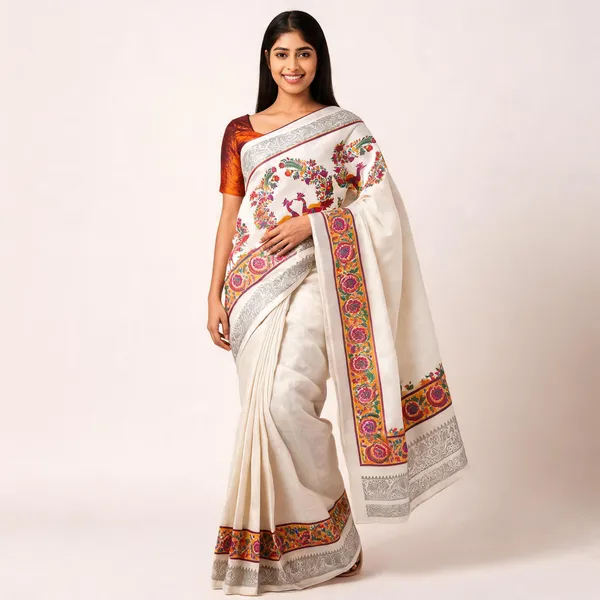 Off_White_Silk_Peacock_Print_Ethnic_Saree_For_Women