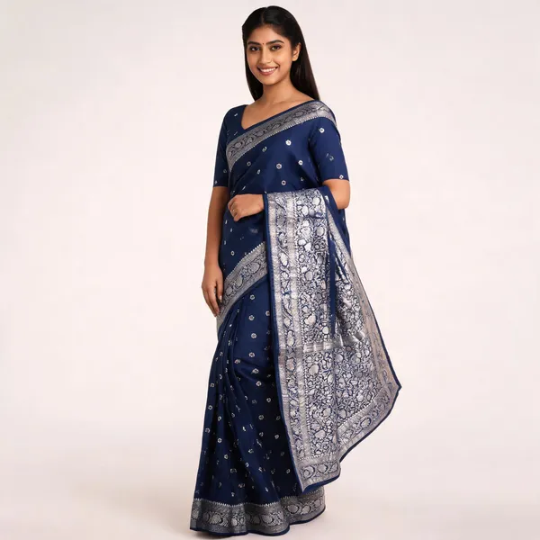 Navy_Blue_Silk_Zari_Woven_Banarasi_Saree_For_Women