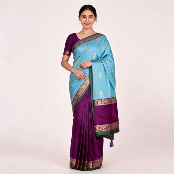 Sky_Blue_Silk_Zari_Border_Kanjivaram_Saree_For_Women