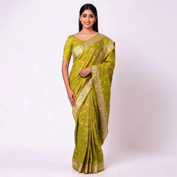 Green_Silk_Zari_Woven_Banarasi_Saree_With_Blouse_For_Women