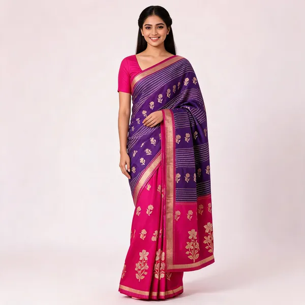 Purple_And_Pink_Silk_Zari_Floral_Print_Saree_For_Women