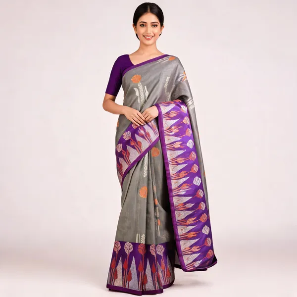 Grey_Silk_Purple_Border_Woven_Zari_Saree_For_Women