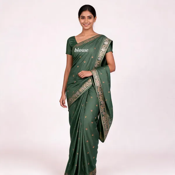 Green_Silk_Zari_Woven_Banarasi_Saree_With_Blouse_Piece