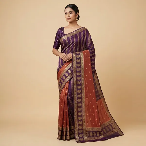 Purple_Silk_Zari_Woven_Paisley_Border_Saree_With_Blouse_For_Women