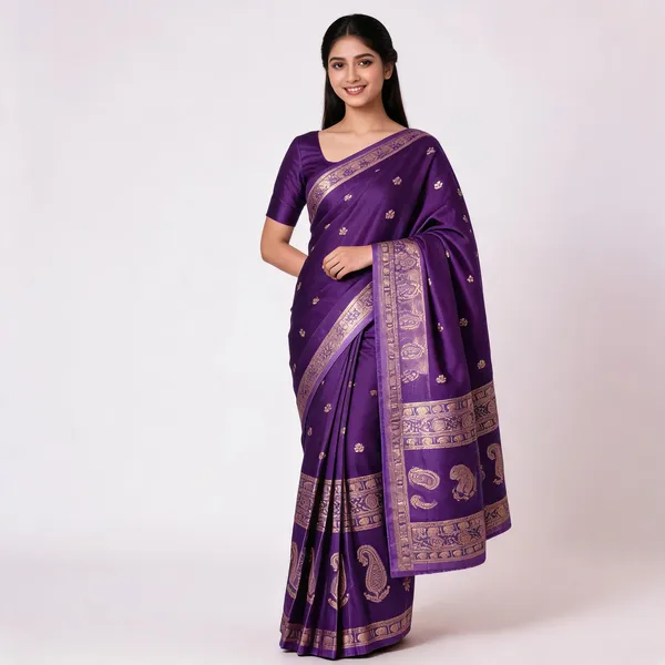 Purple_Silk_Zari_Woven_Paisley_Border_Saree_For_Women