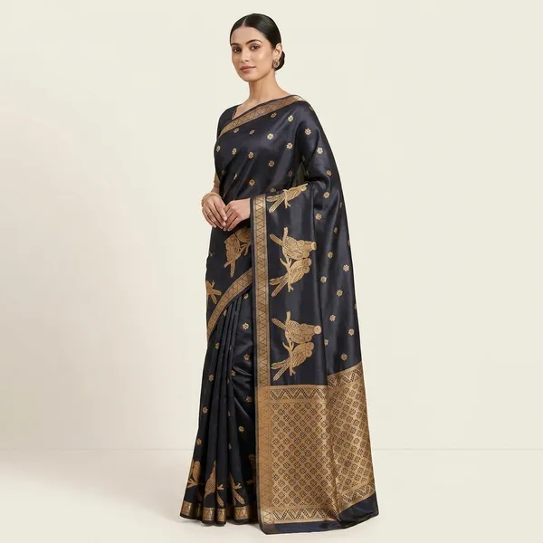 Gray_Viscose_Silk_Zari_Border_Saree_For_Women