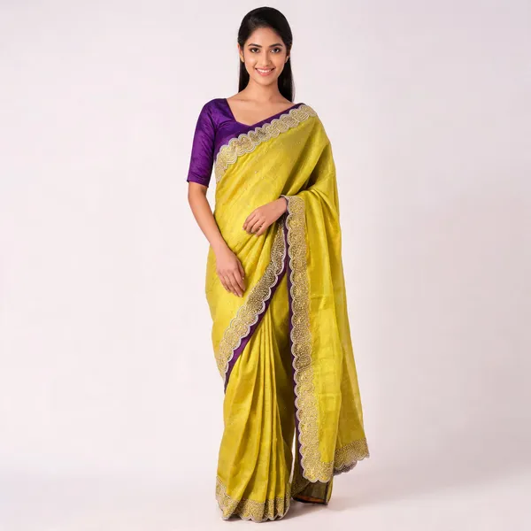 Yellow_And_Purple_Silk_Embroidered_Saree_With_Blouse_Piece