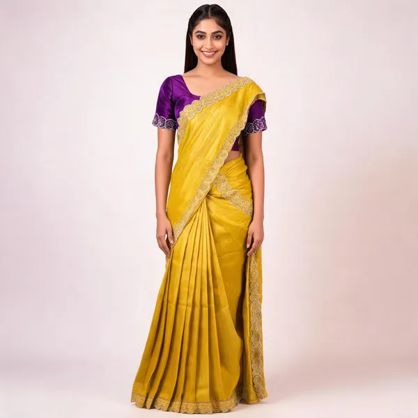Yellow_And_Purple_Silk_Embroidered_Saree_With_Blouse_Piece