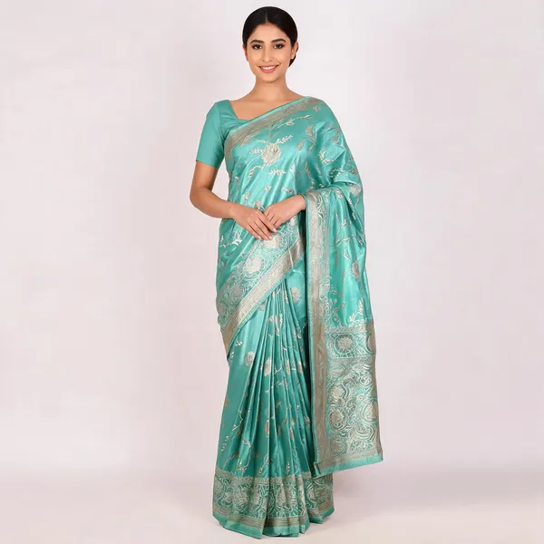 Sea_Green_Silk_Woven_Zari_Border_Banarasi_Saree_For_Women