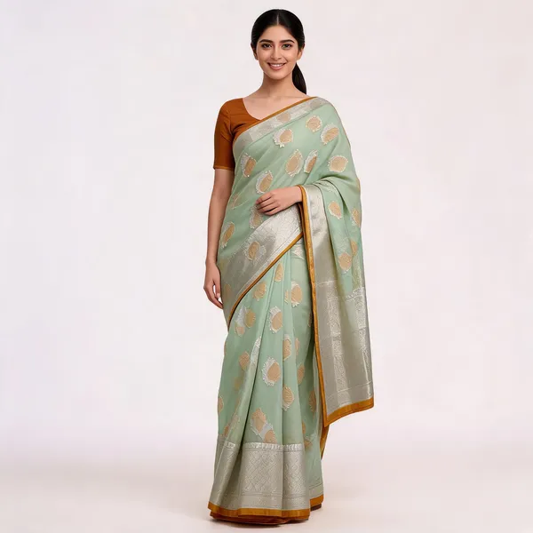 Green_Silk_Saree_With_Silver_Border