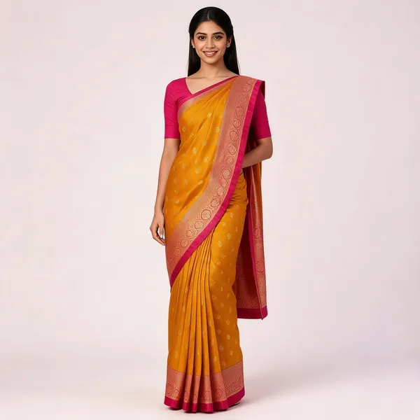 Mustard_Yellow_Silk_Zari_Woven_Border_Saree_For_Women