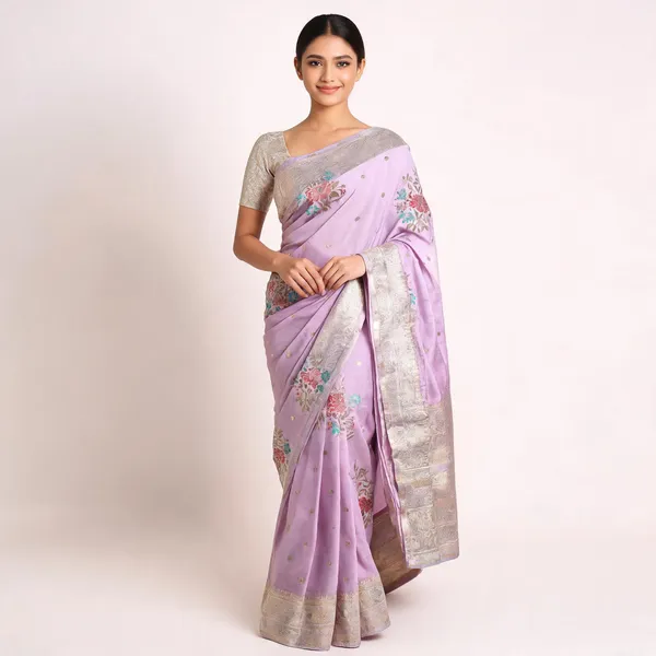 Lavender_Silk_Floral_Print_Zari_Border_Saree_For_Women