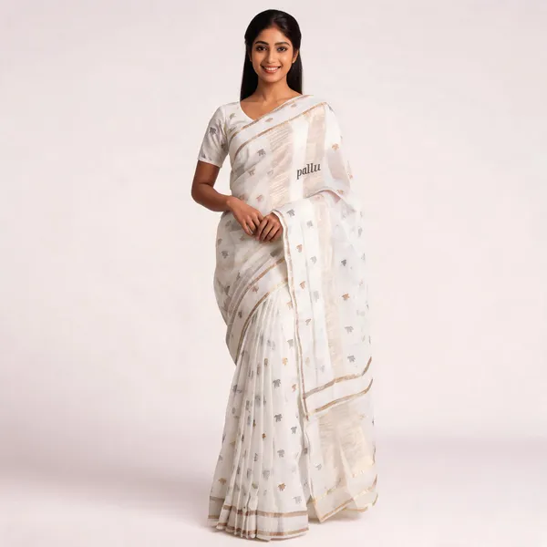 White_Pure_Chiffon_Alfi_Zari_Woven_Saree_For_Women