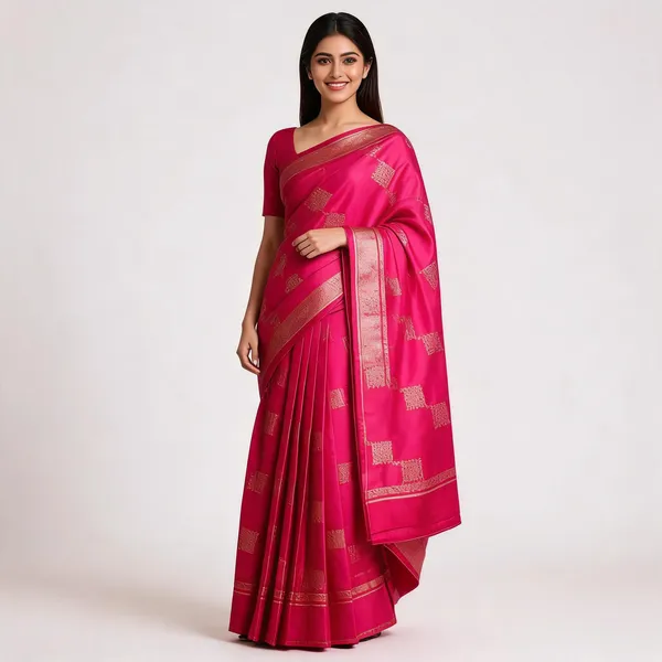 Pink_Pure_Silk_Zari_Woven_Border_Banarasi_Saree_For_Women