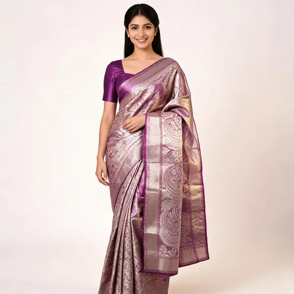 Purple_Silk_Zari_Woven_Paisley_Banarasi_Saree_With_Blouse_For_Women