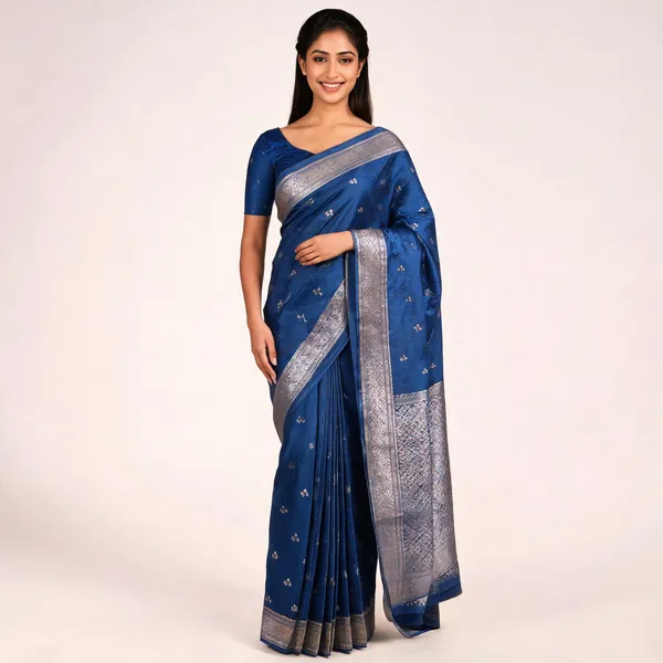 Blue_Silk_Zari_Woven_Banarasi_Saree_For_Women