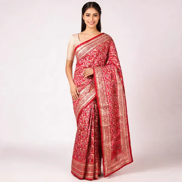 Red_Silk_Zari_Woven_Floral_Motif_Banarasi_Saree