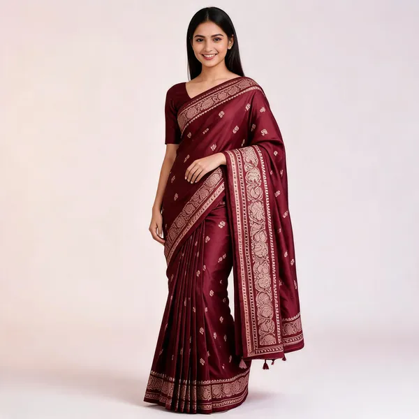 Coffee_Brown_Silk_Woven_Border_Ethnic_Saree