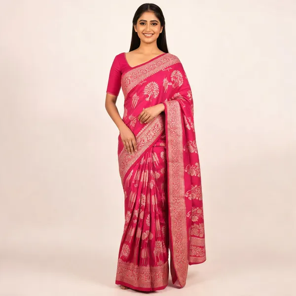 Pink_Silk_Woven_Floral_Motif_Banarasi_Saree_For_Women