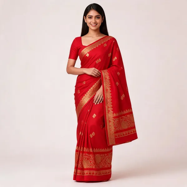 Red_Silk_Woven_Zari_Border_Traditional_Saree_For_Women