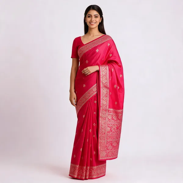 Pink_Silk_Zari_Woven_Border_Banarasi_Saree_For_Women