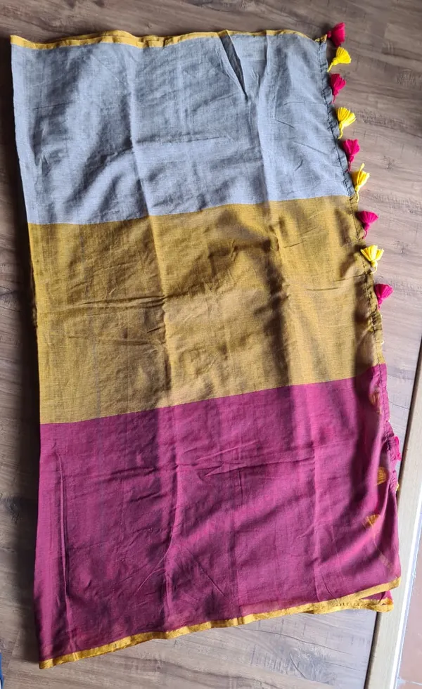 Grey_Mustard_Maroon_Cotton_Colorblock_Handloom_Saree_For_Women