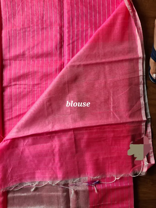 Pink_Silk_Striped_Zari_Border_Saree_For_Women