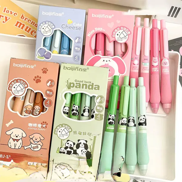 Cute_Character_Gel_Pen_Set_Green_Bloom_Pack_Of_4