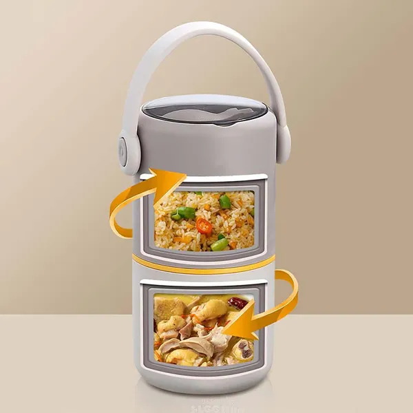 2_Layer_Lunch_Box_Beige_Cream_Single