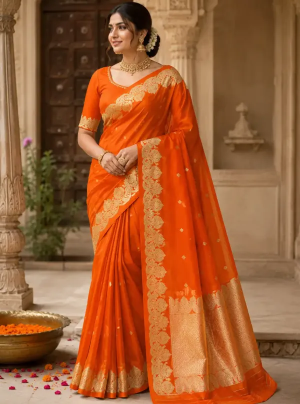 Orange_Pure_Silk_Handwoven_Organza_Saree_For_Women