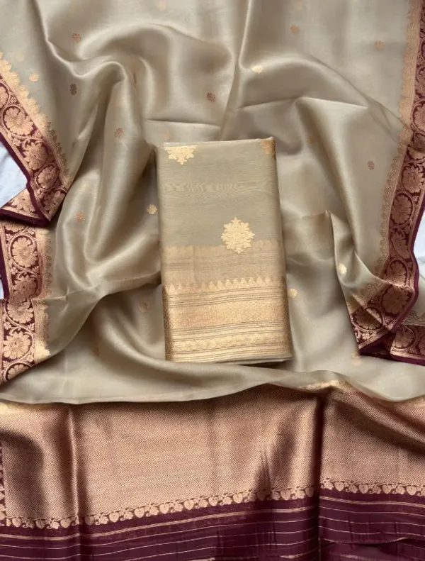 Light_Brown_Pure_Silk_Handwoven_Organza_Kora_Suit_For_Women