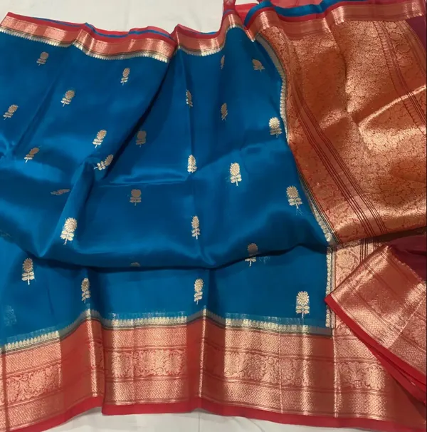 Blue_And_Maroon_Pure_Silk_Handwoven_Organza_Saree_For_Women