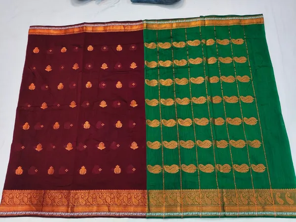 Green_Maroon_Semi_Silk_Regal_Weave_Saree_For_Women