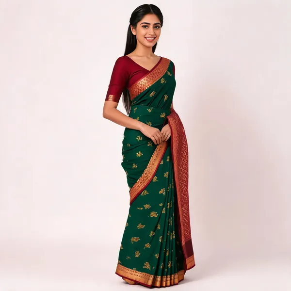 Green_Maroon_Semi_Silk_Paisley_Saree_For_Women