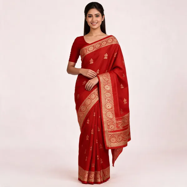 Red_Pure_Silk_Handwoven_Katan_Saree_For_Women