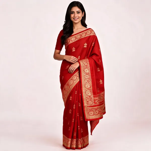 Red_Pure_Silk_Handwoven_Katan_Saree_For_Women