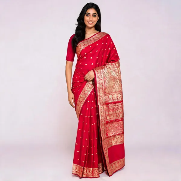 Red_Pure_Silk_Handwoven_Banarasi_Katan_Saree_For_Women