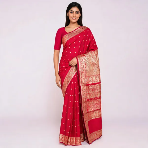 Red_Pure_Silk_Handwoven_Banarasi_Katan_Saree_For_Women