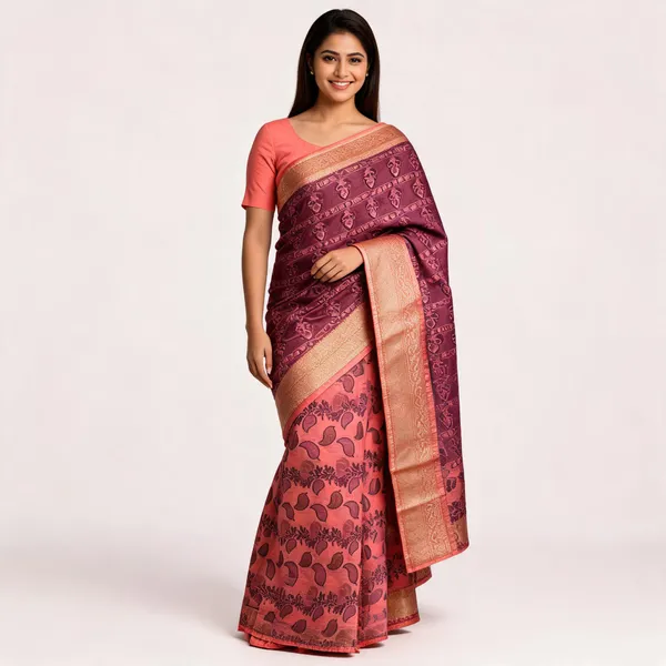Maroon_Semi_Silk_Gold_Zari_Kanjivaram_Saree_For_Women