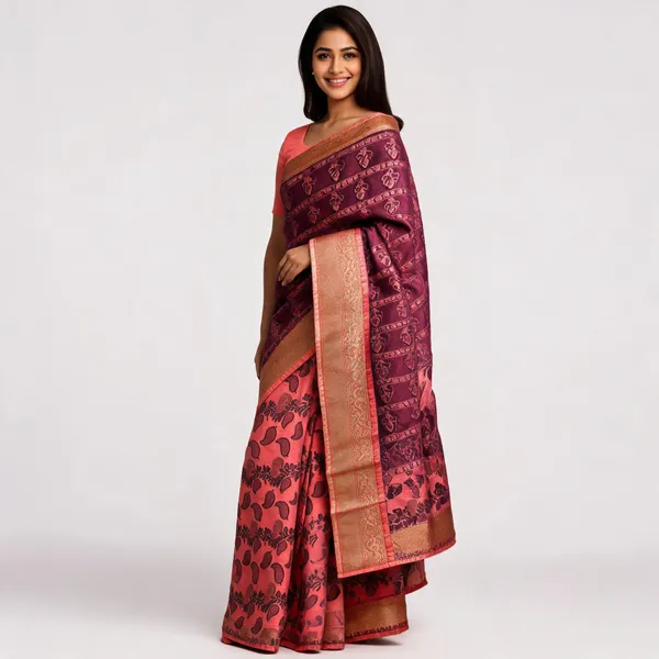 Maroon_Semi_Silk_Gold_Zari_Kanjivaram_Saree_For_Women