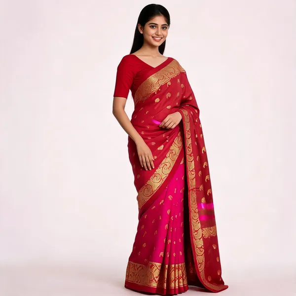 Red_Pink_Semi_Silk_Zari_Kanjivaram_Saree_For_Women