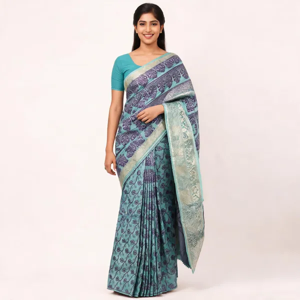 Blue_Semi_Silk_Frost_Weave_Kanjivaram_Saree_For_Women