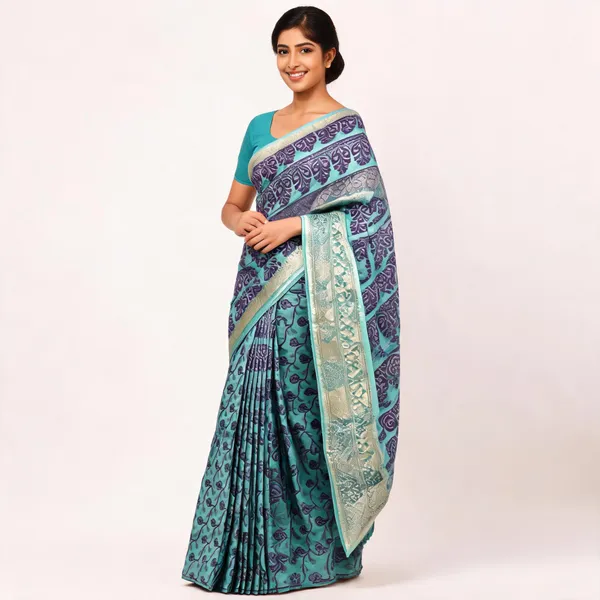 Blue_Semi_Silk_Frost_Weave_Kanjivaram_Saree_For_Women