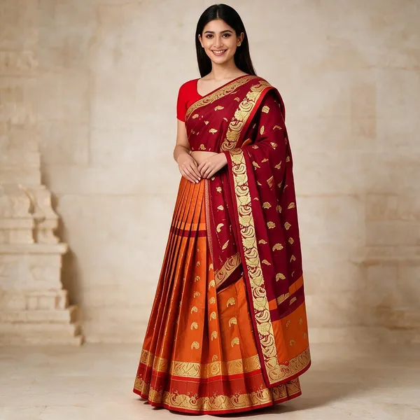 Maroon_Semi_Silk_Copper_Zari_Kanjivaram_Saree_For_Women