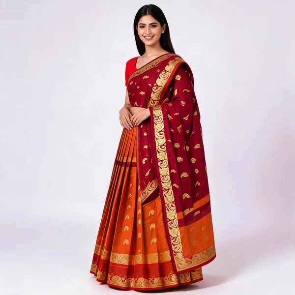 Maroon_Semi_Silk_Copper_Zari_Kanjivaram_Saree_For_Women
