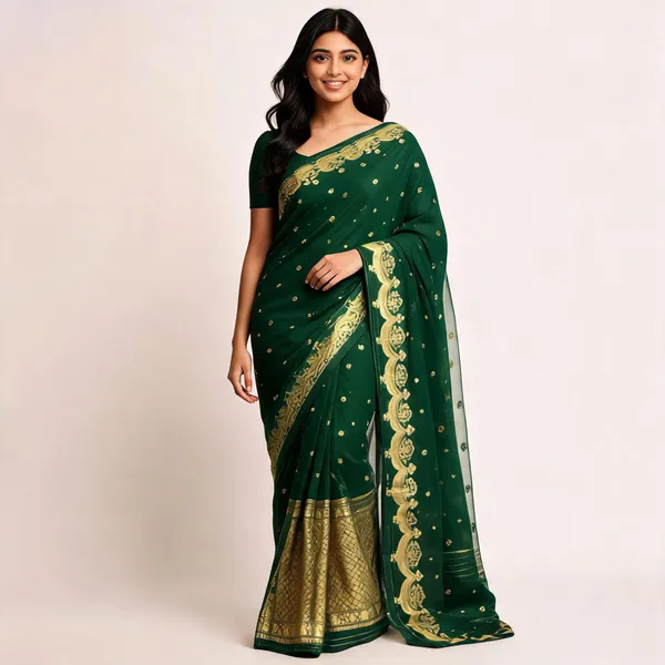 Green_Pure_Silk_Handwoven_Organza_Saree_For_Women