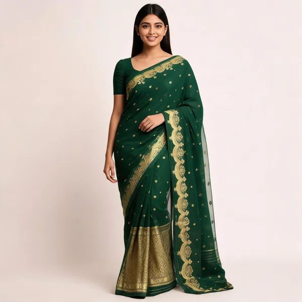 Green_Pure_Silk_Handwoven_Organza_Saree_For_Women