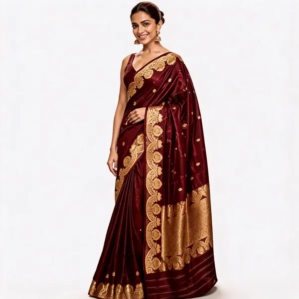 Brown_Pure_Silk_Handwoven_Organza_Saree_For_Women