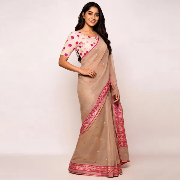Beige_Pure_Silk_Handwoven_Organza_Kora_Suit_For_Women